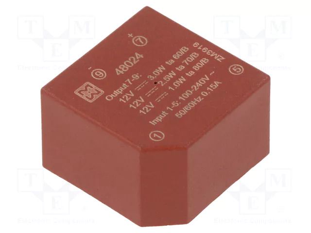 Converter: AC/DC; 3W; Uin: 85÷265VAC,120÷370VDC; Uout: 12VDC; 72% MYRRA MYRRA-48024