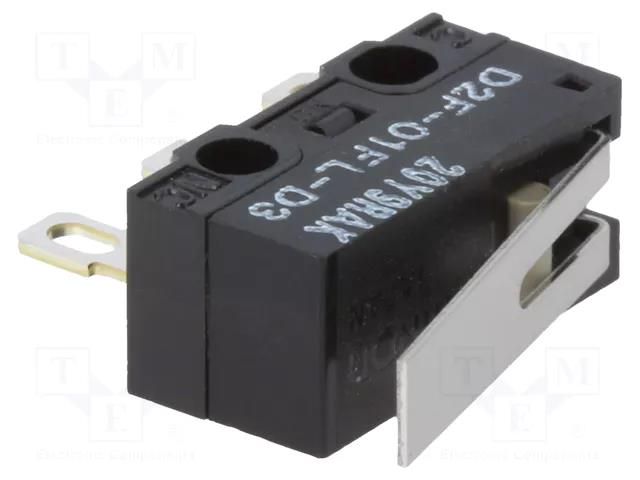 Microswitch SNAP ACTION; with lever; SPDT; ON-(ON); Pos: 2; D2F OMRON Electronic Components D2F-01FL-D3