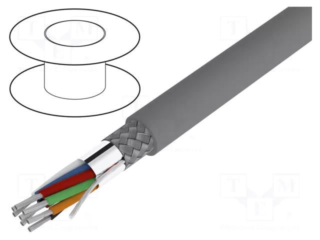 Wire; Alpha Essential C&C; 12x2x24AWG; PVC; dark grey; 300V; 305m ALPHA WIRE 6369-SL001