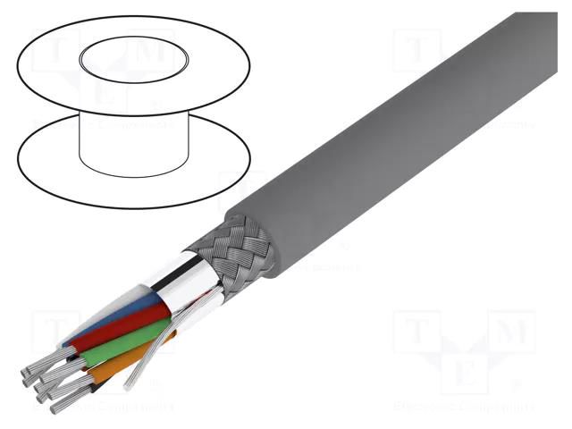 Wire; Alpha Essential C&C; 12x2x22AWG; PVC; dark grey; 300V; 305m ALPHA WIRE 6017C-SL001