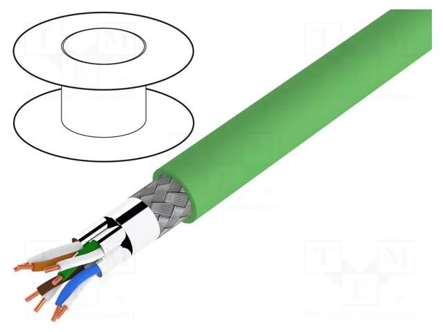 Wire; HELUKAT® 500IND,S/FTP; 4x2x22AWG; 6a; wire; Cu; green; 9.6mm HELUKABEL HELUKAT500IND-SFTP