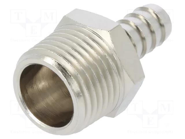 Threaded fitting; connector pipe; nickel plated brass; 10mm PNEUMAT 3040-10-1/2