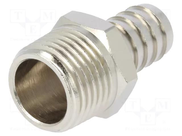 Threaded fitting; connector pipe; nickel plated brass; 14mm PNEUMAT 3040-14-1/2