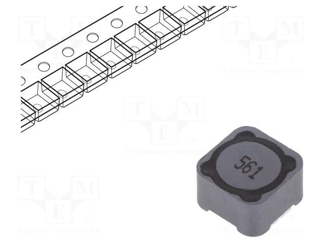 Inductor: wire; SMD; 560uH; 730mA; 1.07Ω; ±20%; 12x12x8mm; -40÷125°C Viking PCS127MT561