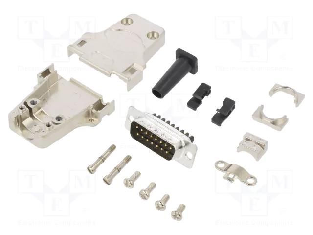 D-Sub; PIN: 15; male; straight; screw terminal; for cable; UNC 4-40 AMPHENOL COMMUNICATIONS SOLUTIONS DTZFRG-15MSSC