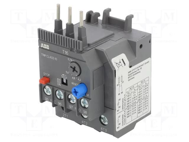 Thermal relay; Leads: screw terminals; 4.2÷5.7A; AF ABB T16-5.7