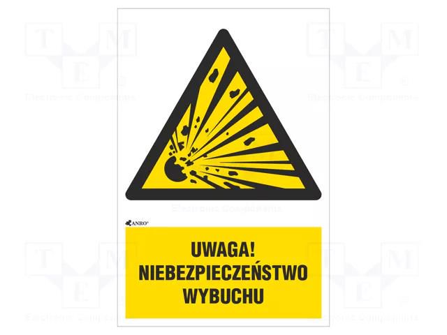 Safety sign; warning; self-adhesive folie; W: 200mm; H: 300mm ANRO IW/002/1/C1/F