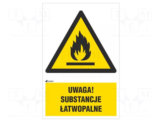 Safety sign; warning; self-adhesive folie; W: 200mm; H: 300mm ANRO IW/021/1/C1/F