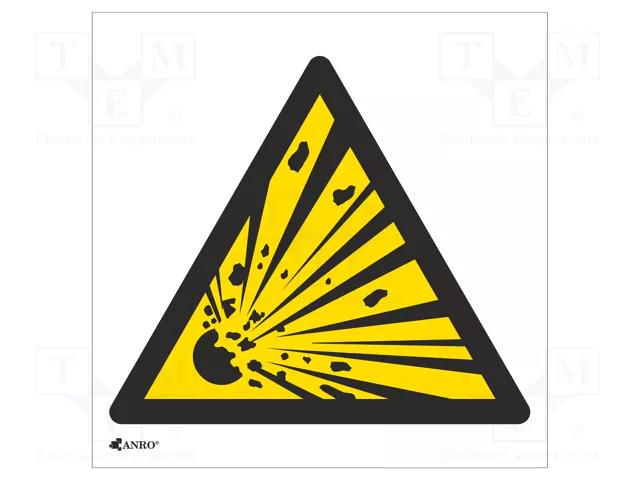 Safety sign; warning; self-adhesive folie; W: 200mm; H: 200mm ANRO IW/002/C/F