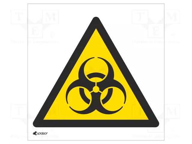 Safety sign; warning; self-adhesive folie; W: 200mm; H: 200mm ANRO IW/009/C/F