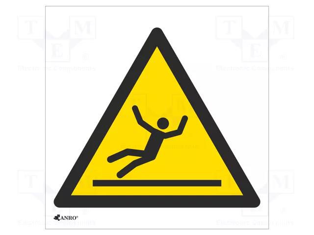 Safety sign; warning; self-adhesive folie; W: 200mm; H: 200mm ANRO IW/011/C/F