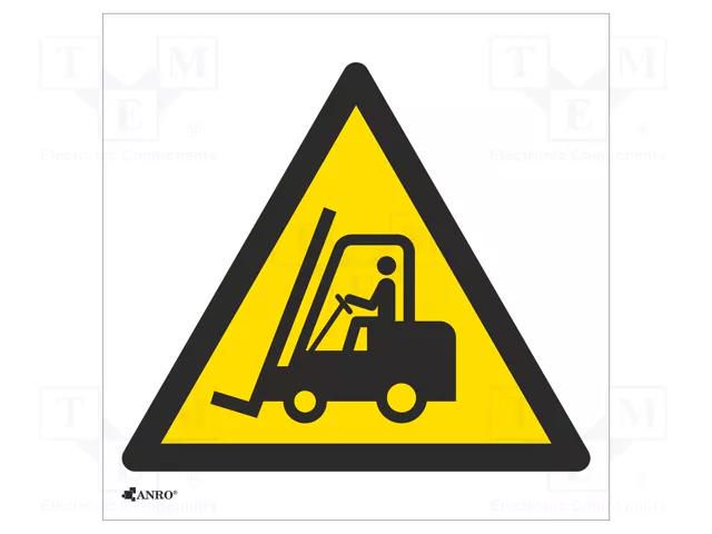 Safety sign; warning; self-adhesive folie; W: 200mm; H: 200mm ANRO IW/014/C/F