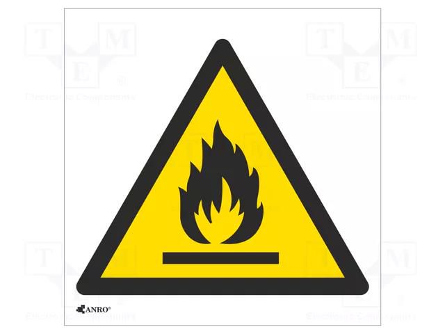 Safety sign; warning; self-adhesive folie; W: 200mm; H: 200mm ANRO IW/021/C/F