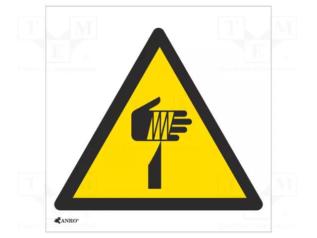 Safety sign; warning; self-adhesive folie; W: 200mm; H: 200mm ANRO IW/022/C/F