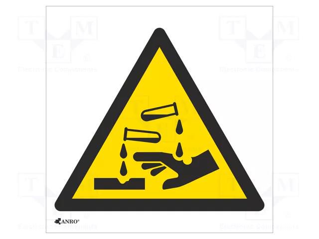 Safety sign; warning; self-adhesive folie; W: 200mm; H: 200mm ANRO IW/023/C/F