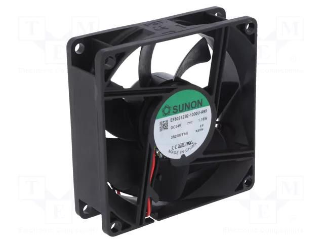 Fan: DC; axial; 24VDC; 80x80x25mm; 62.86m3/h; 30dBA; ball; 2900rpm SUNON EF80252B2-A99-A