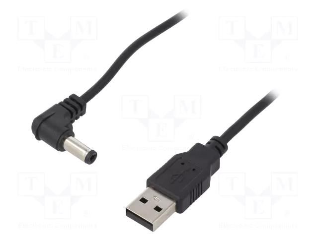 Cable; USB A plug,DC 5,5/2,5 plug; black; 0.5m; Core: Cu Goobay USB-DC5.5/2.5-0.5