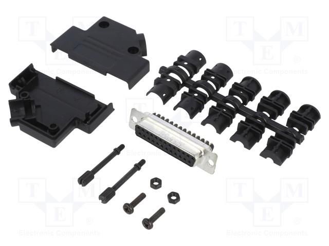 Connector: D-Sub; PIN: 25; female; straight; screw terminal AMPHENOL COMMUNICATIONS SOLUTIONS DTPKP-25FSSC