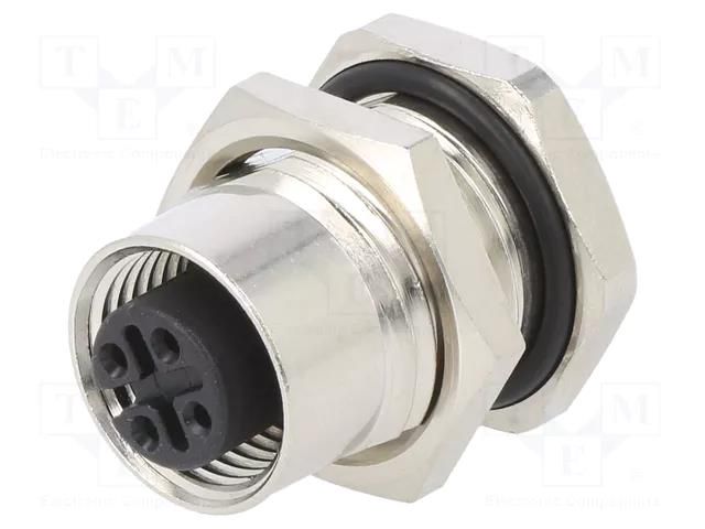 Connector: M12; socket; PIN: 4; female; 125V; vertical; IPX7; THT ATTEND 216A-04FSF