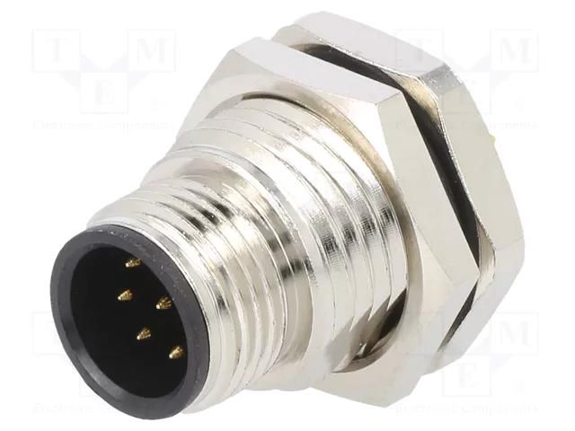 Connector: M12; socket; PIN: 8; male; 125V; vertical; IPX7; THT; 5A ATTEND 216A-08MSF