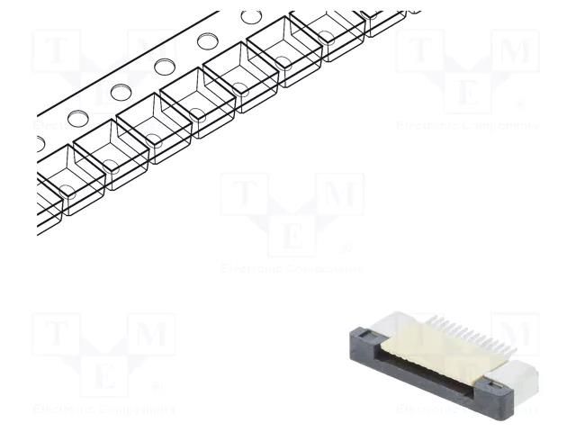 Connector: FFC/FPC; tinned; SMT; 500mA; 50V; PIN: 14; 500um; ZIF; 30mΩ CONNFLY DS1020-09-14VBT1A-