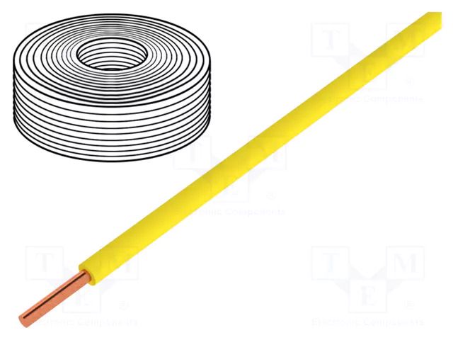 Wire; H05V-K,LiY; stranded; Cu; 0.5mm2; PVC; yellow; 60V; 10m DONAU ELEKTRONIK D-150-013