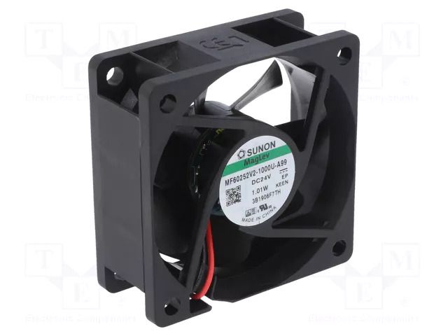 Fan: DC; axial; 24VDC; 60x60x25mm; 32.78m3/h; 22dBA; Vapo; 3800rpm SUNON MF60252V2-A99-A