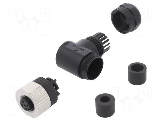 Connector: M12; plug; PIN: 4; female; 250V; angled 90°; IP65,IP67 DEGSON ELECTRONICS SM12-PRP-A4W-1B9