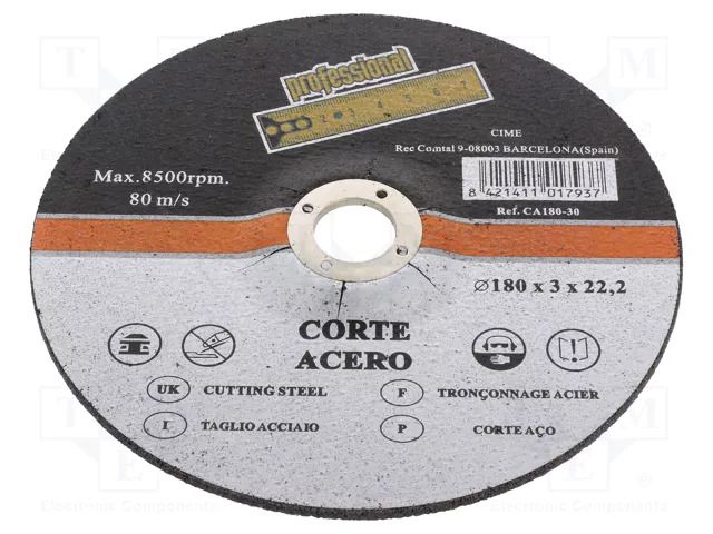 Cutting wheel; Ø: 180mm; Disc thick: 3mm; metal,steel; 22mm MEDID MED.CA18030
