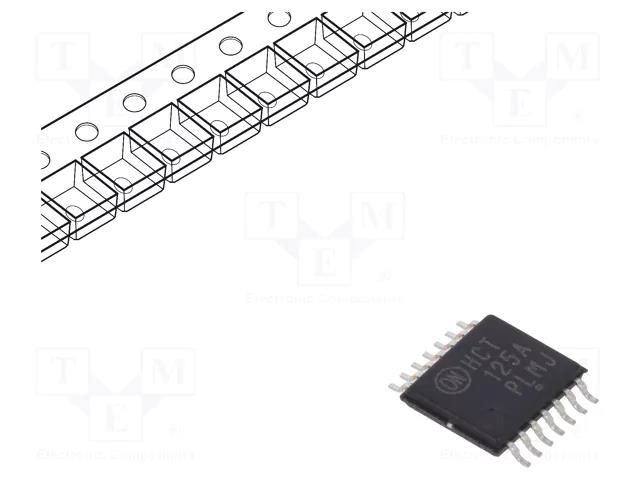 IC: digital; buffer,non-inverting; Ch: 4; CMOS,TTL; SMD; TSSOP14 ONSEMI MC74HCT125ADTR2G
