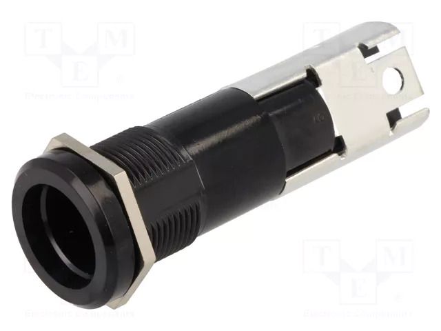 Fuse holder; 5x20mm,6.3x32mm; 16A; on panel; black; FUL; 500VAC SCHURTER 0031.2307