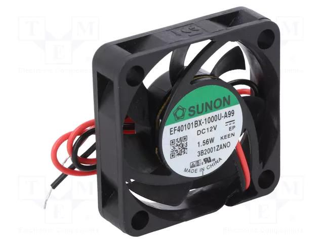 Fan: DC; axial; 12VDC; 40x40x10mm; 16.99m3/h; 33.7dBA; ball; 9000rpm SUNON EF40101BX-A99-A