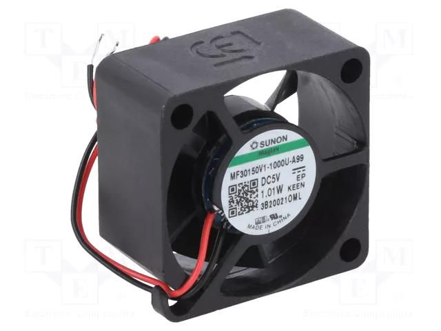 Fan: DC; axial; 5VDC; 30x30x15mm; 10.19m3/h; 27dBA; Vapo; 9500rpm SUNON MF30150V1-A99-A