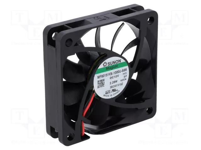 Fan: DC; axial; 12VDC; 60x60x15mm; 51.65m3/h; 36.2dBA; Vapo; 5400rpm SUNON MF60151VX-A99-A