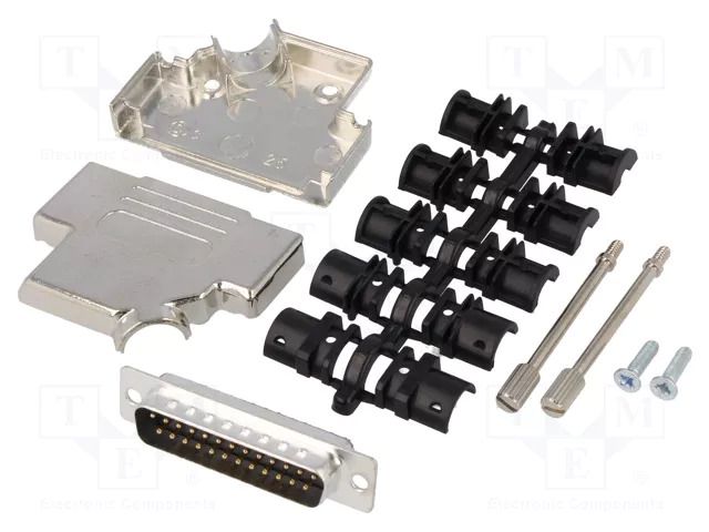 Connector: D-Sub; PIN: 25; plug; male; soldering; for cable; black ENCITECH D45ZK25-DBP-K