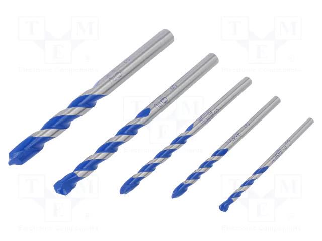 Drill set; steel; blister; PROFI GRANIT; granite,stone; 5pcs. ALPEN-MAYKESTAG ALP.25700005100