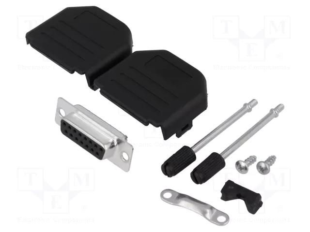 Connector: D-Sub; PIN: 15; plug; female; soldering; for cable ENCITECH DPPK15-BK-DBS-K