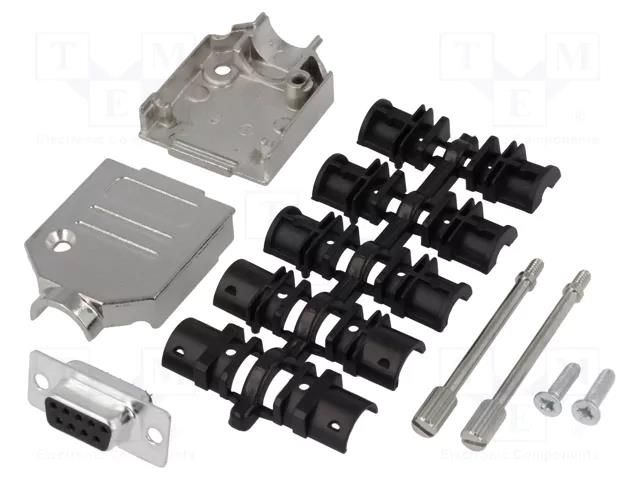Connector: D-Sub; PIN: 9; plug; female; soldering; for cable; black ENCITECH DTZK09-DMS-K