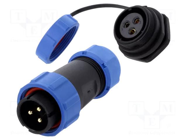 Connector: circular; male + female; PIN: 3; 500V; 3A; IP67 CONNFLY DS1110-26-03BU8A