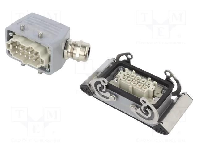 Connector: HDC; male + female; HE; PIN: 10; 16A; 500V; 10+PE; size 4 WEIDMÜLLER KIT-HE-P10.110