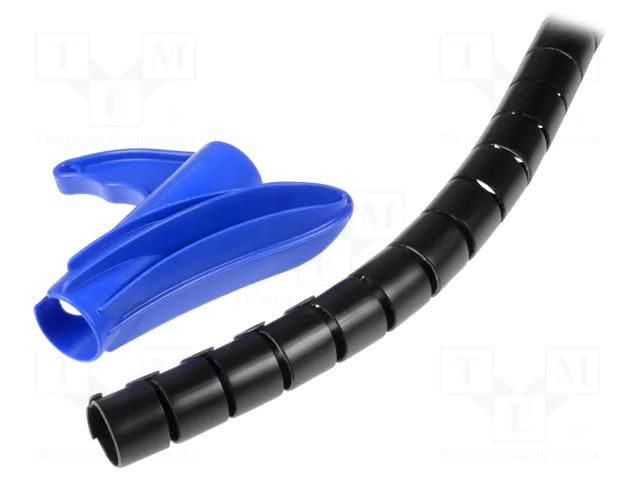 Spiral wrapping; ØBundle : 25mm; polypropylene; black; L: 2m HELLERMANNTYTON HWPP-25MM-PP-BK-K1
