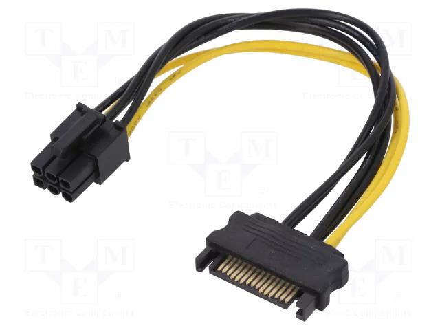 Cable: SATA; PCIe 6pin female,SATA 15pin male; 0.15m; SATA III QOLTEC QOLTEC-53989