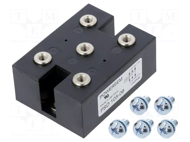 Bridge rectifier: three-phase; Urmax: 0.8kV; If: 160A; Ifsm: 1.35kA POWERSEM PSD105/08