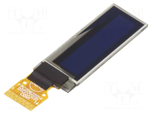 Display: OLED; graphical; 0.91"; 128x32; Dim: 30x11.5x1.26mm; white RAYSTAR OPTRONICS REX012832FWPP3N01