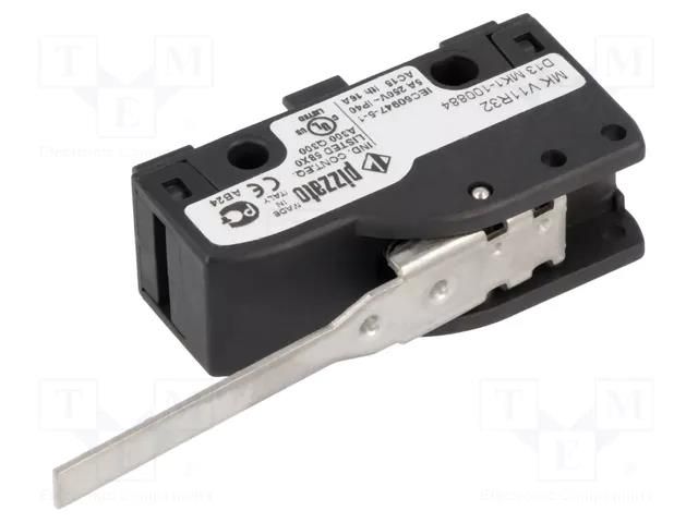 Microswitch SNAP ACTION; 6A/250VAC; 5A/24VDC; with lever; SPDT PIZZATO ELETTRICA MKV11R32