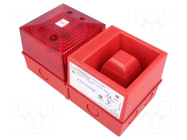 Signaller: lighting-sound; 230VAC; siren,flashing light; red CLIFFORD & SNELL YL40/N50/R/RN/WR