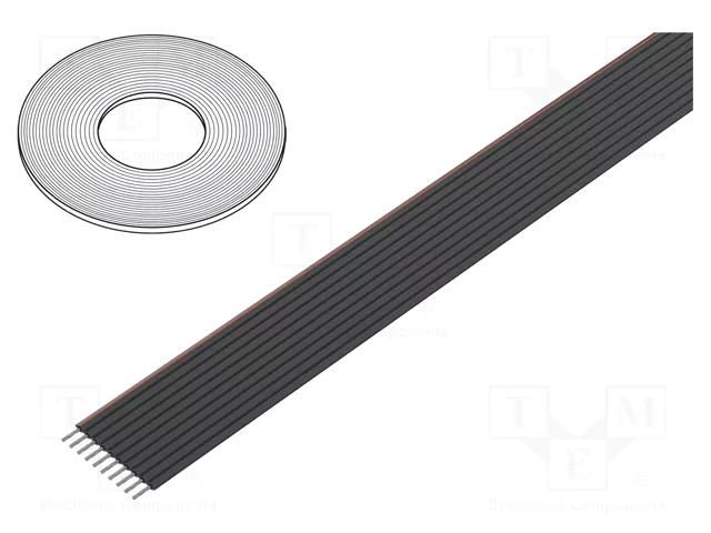 Wire: ribbon; 1.27mm; stranded; Cu; unshielded; PVC; black; 91.5m 3M 3319-300-08