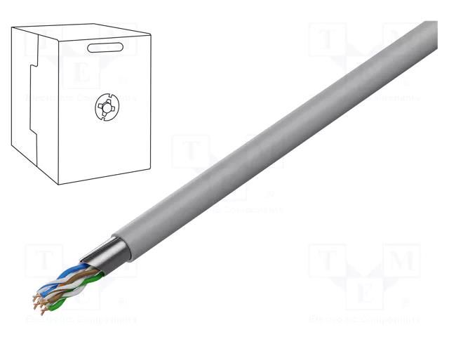 Wire; F/UTP; 4x2x24AWG; 5e; wire; Cu; Insulation: PVC; grey; 305m TECHNOKABEL F/UTP5E-SCU