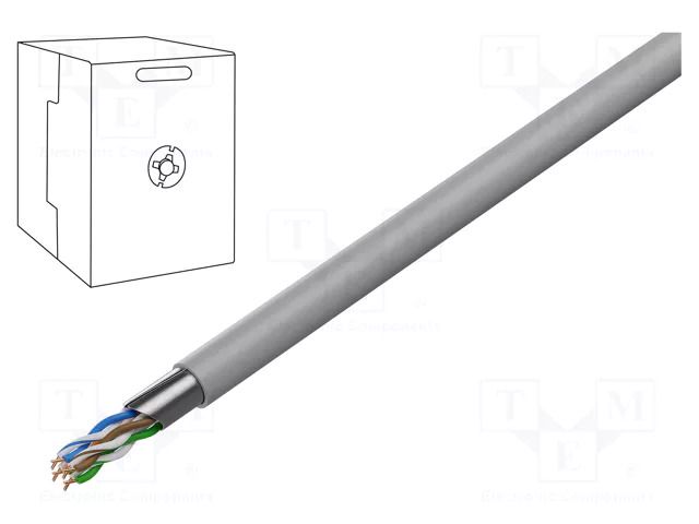 Wire; F/UTP; 4x2x24AWG; 5e; wire; Cu; Insulation: PVC; grey; 305m TECHNOKABEL F/UTP5E-SCU