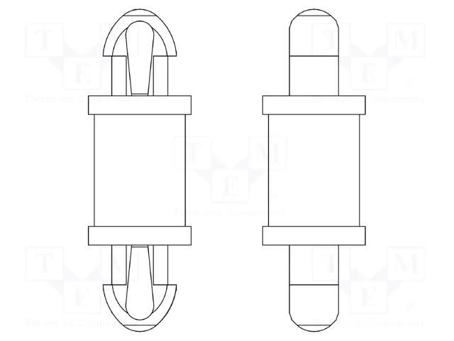 PCB distance; polyamide 66; L: 6.4mm; latch/latch; natural; 8G808 DREMEC DR8G808V40187